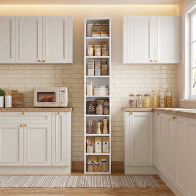 71.3" Tall Narrow 8-Tier Kitchen Cabinet , 11.7" Wide Storage Adjustable Shelf For Small Spaces-2