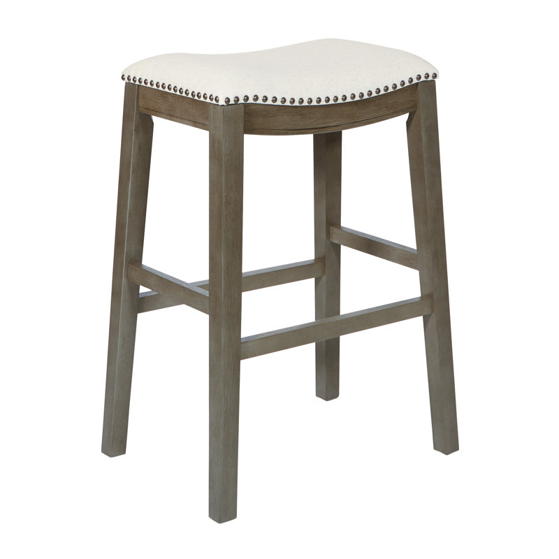 Tabouret de bar et de comptoir Clewiston, Tabouret de bar (siège d'une hauteur de 29 po), Lin blanc (blanc cassé)