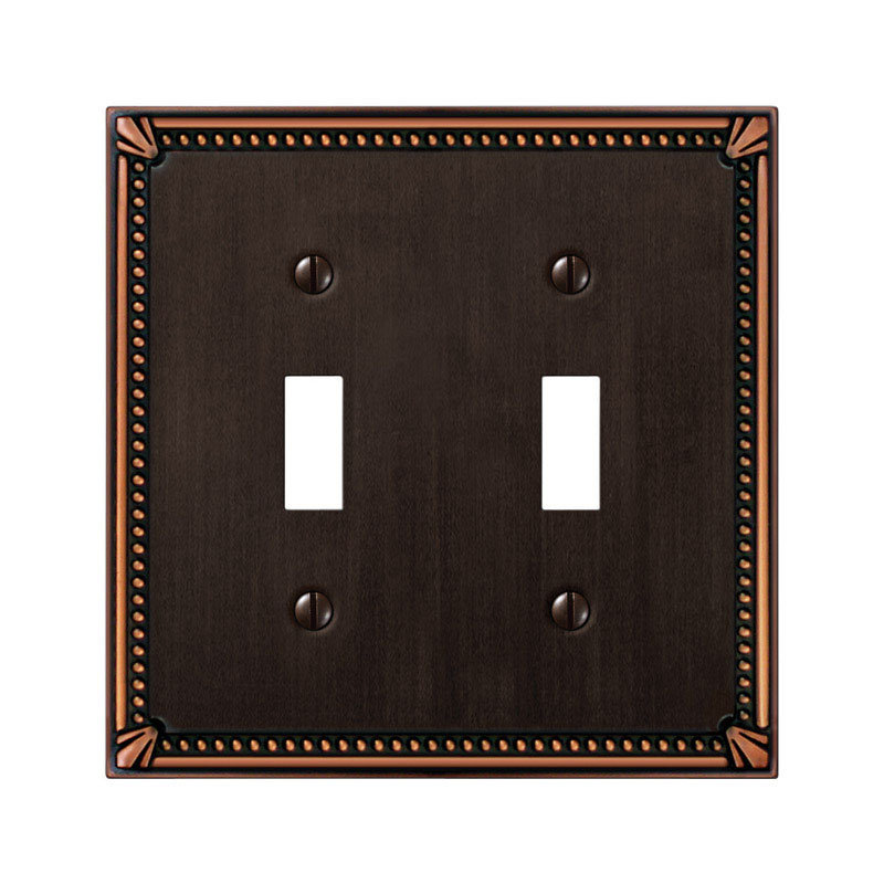 Aged Bronze 2-Gang Cast Metal Toggle Wall Plate