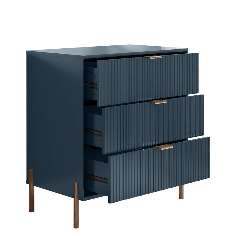 Williamsville 29'' W Nightstand, Rose Gold/Navy