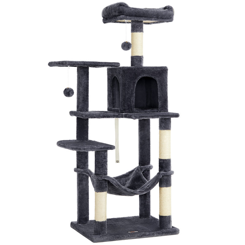 Maison pour chat 56 "à plusieurs niveaux, Gris fumé