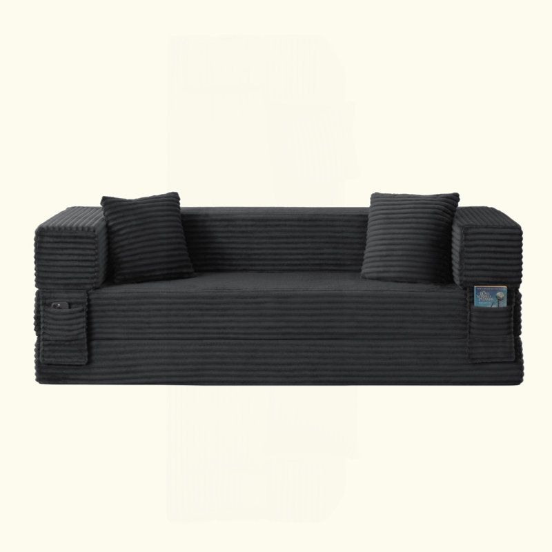 Modern Corduroy sofa with stylish appearance, classic square design, unique two-tier design, convertible into a bed, ideal for apartments and large spaces.