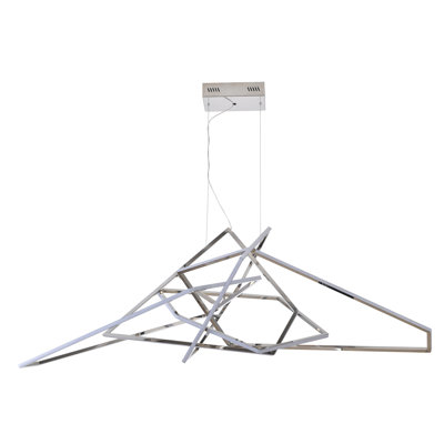 Lustre moderne à cadre géométrique en chrome 25 lumières DEL
