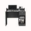 Bureau d'ordinateur Delmar avec tablettes de rangement ouvertes et tiroir simple, finition wengé noir-93569827