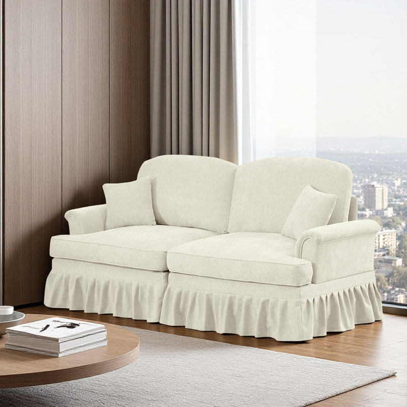 Sofa, Cloud Couch Sectional Sofa, Chenille Loveseat, 36.6" H x 76.4" W x 32.8" D, Beige