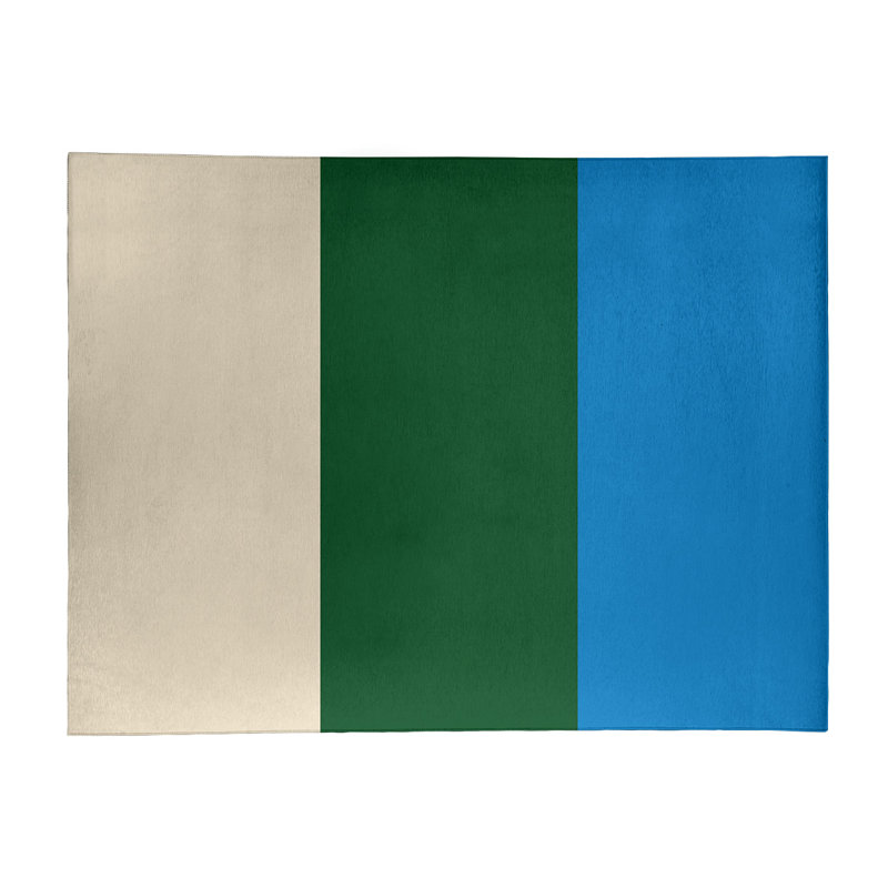 Tapis crème/vert/bleu rayé, Rectangle 8 pi x 10 pi