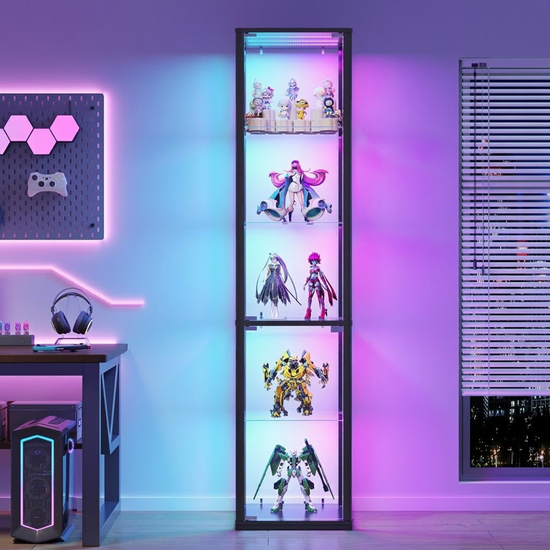 40 cm W Display Cabinet with Lighting, Obsidian Black