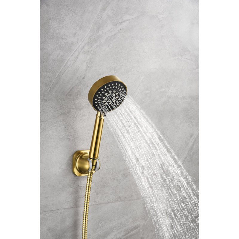Derengge Shower Head Combo With 8 Inch Shower Head, 5 Function Handheld Showerhead, Matte Black
