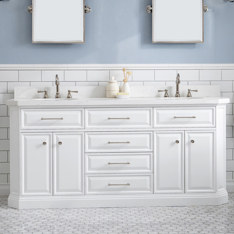 Palace 72'' W Vanity, Pure White, Polished Nickel