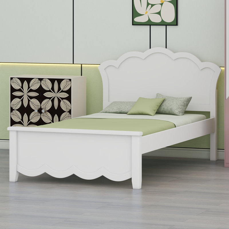 Solid Wood Platform Bed with Integrated Headboard