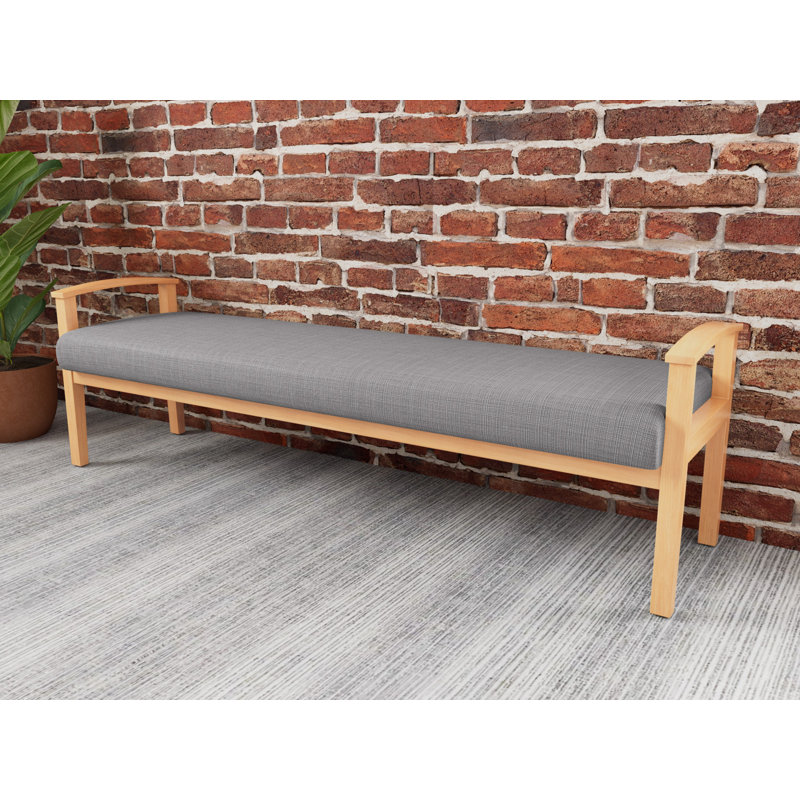 Banc en bois massif Amherst, Naturel, Gris chambray