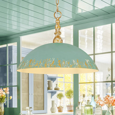 Luminaire suspendu en forme de dôme en métal 1 lumière
