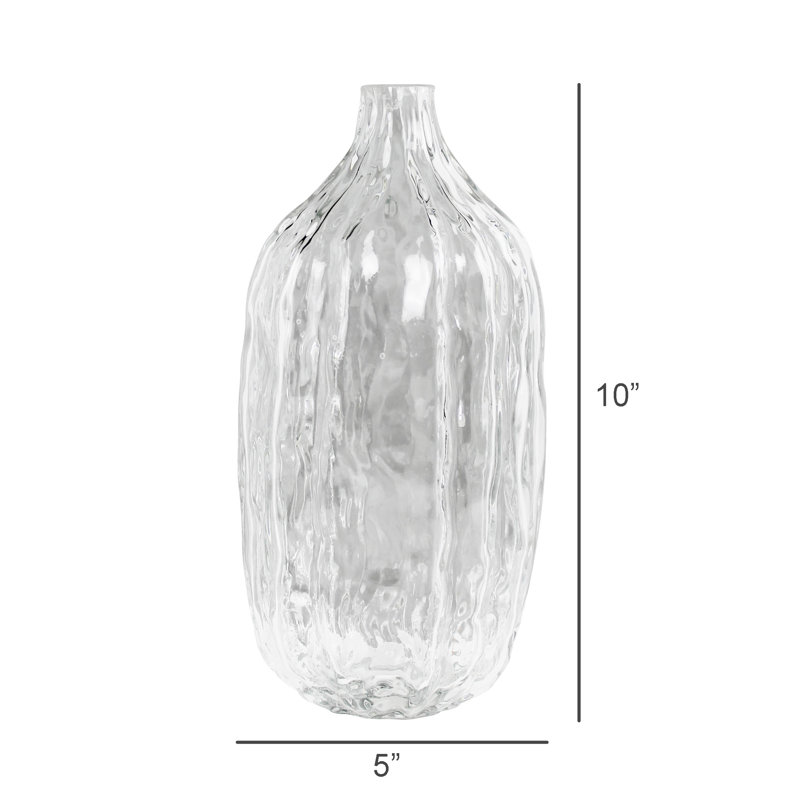 Ridged Glass Bottle - Lrg, overall height- 10''