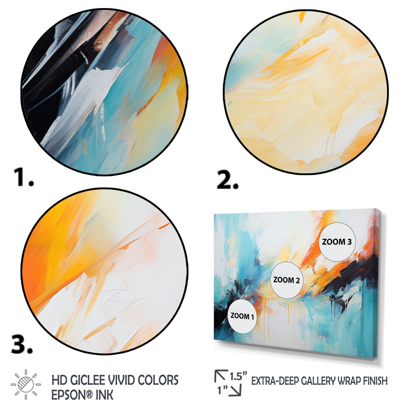 Azur bleu jaune fusion 2 - art mural abstrait, Cadre flottant noir, H 24 po x l 32 po x P 1 po