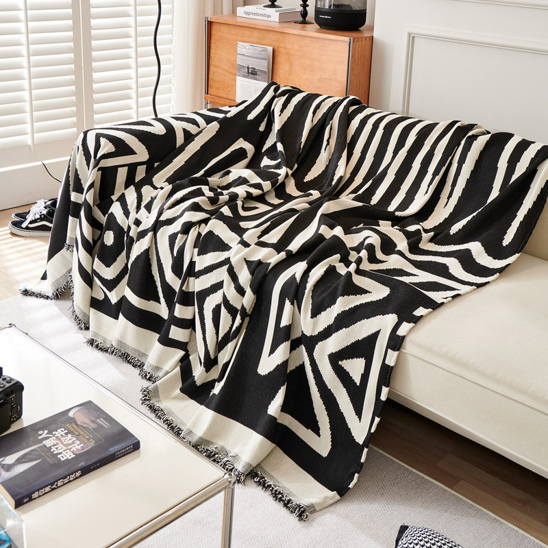Housse pour canapé modulaire Boho Chenille, Noir, H 91 po x l 118 po x P 0,2 po