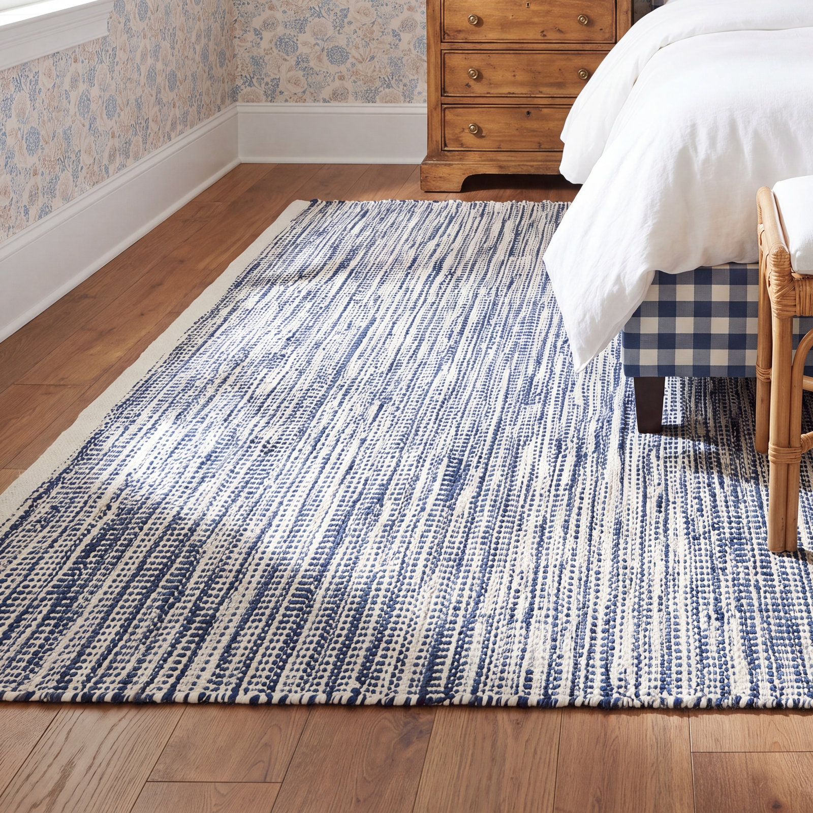 Tideline Navy Flatweave Indoor Outdoor Rug, Rectangle 6' x 9'