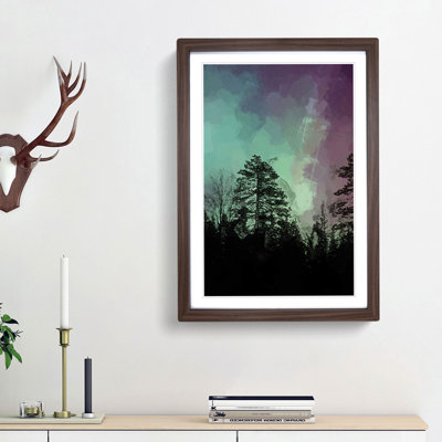 Northern Lights over the Forest in Abstract - Picture Frame Graphic Art Print