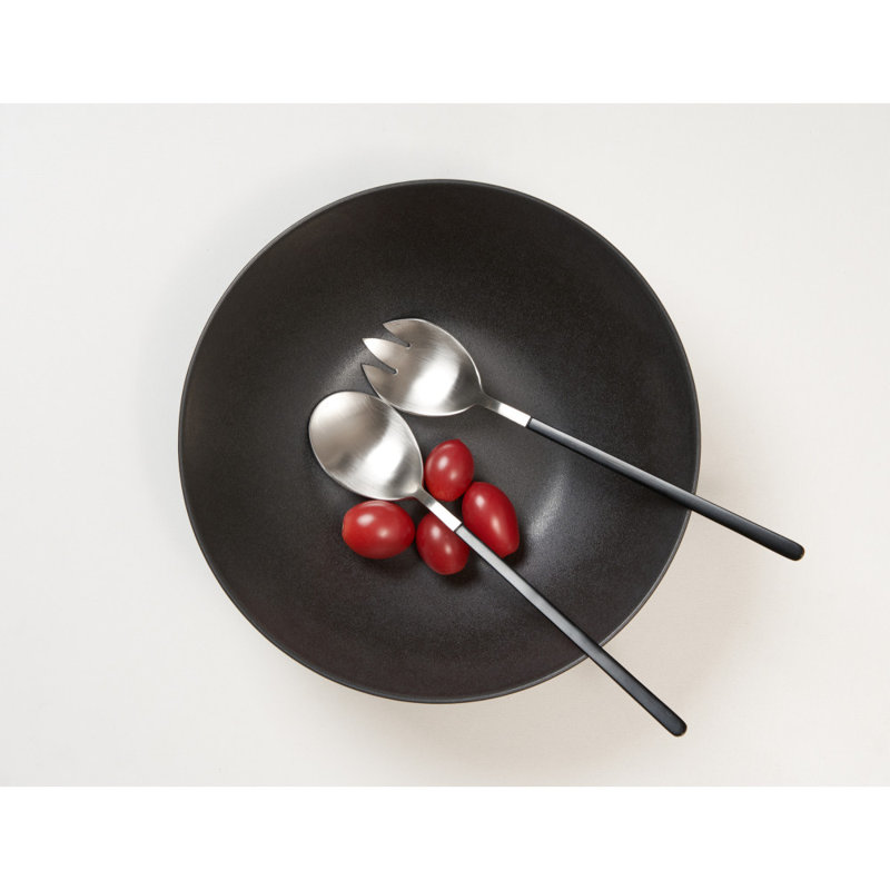 Szabo Stainless Steel Salad Servers, Black/Silver