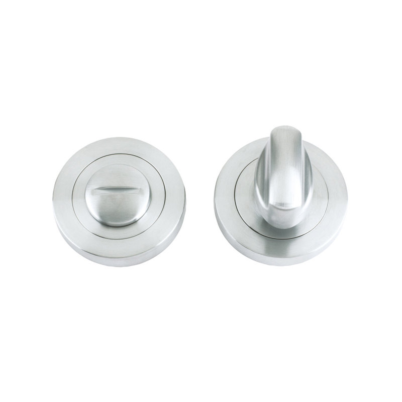 Turn and Release Complete with Escutcheons and Spindle Rose, Satin Chrome