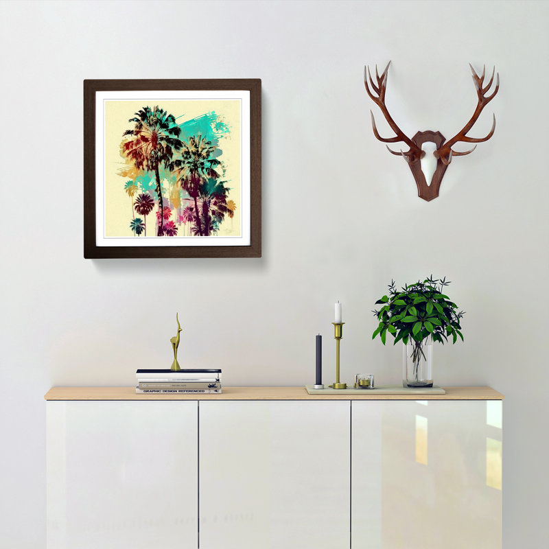Palm Tree Boho - Framed Print, Walnut
