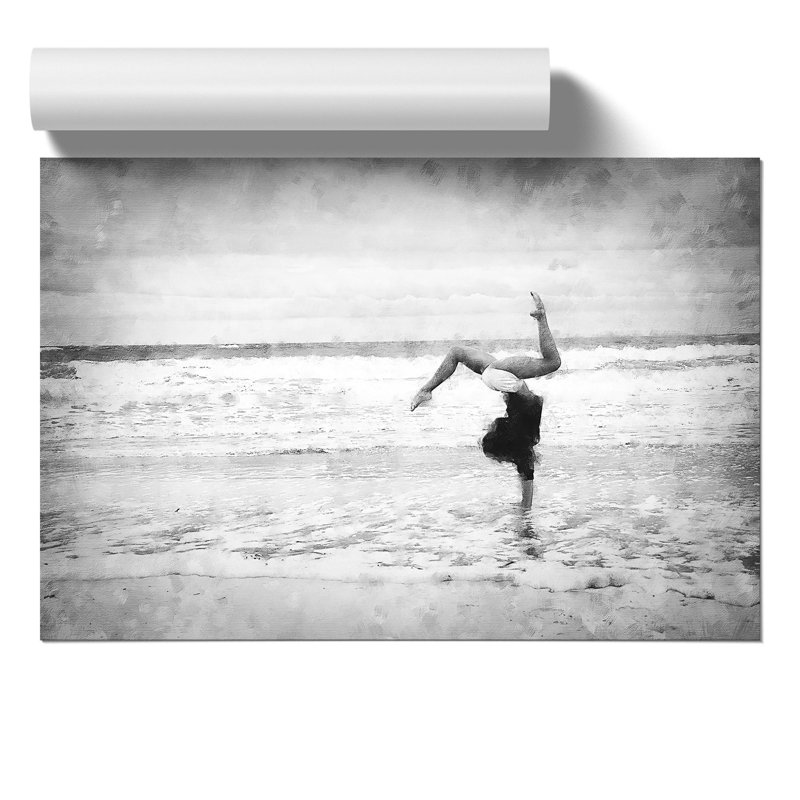 Beach Gymnastics Painting - Frameless Print, 42cm H x 59cm W x 0.1cm D