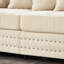 Velours rembourré de conception moderne abricot, accoudoir carré avec clous argentés, structure en bois massif, siège confortable à ressorts et en mousse, housses de coussin amovibles, décoration de clous pour accoudoirs de rangement,-1081033675