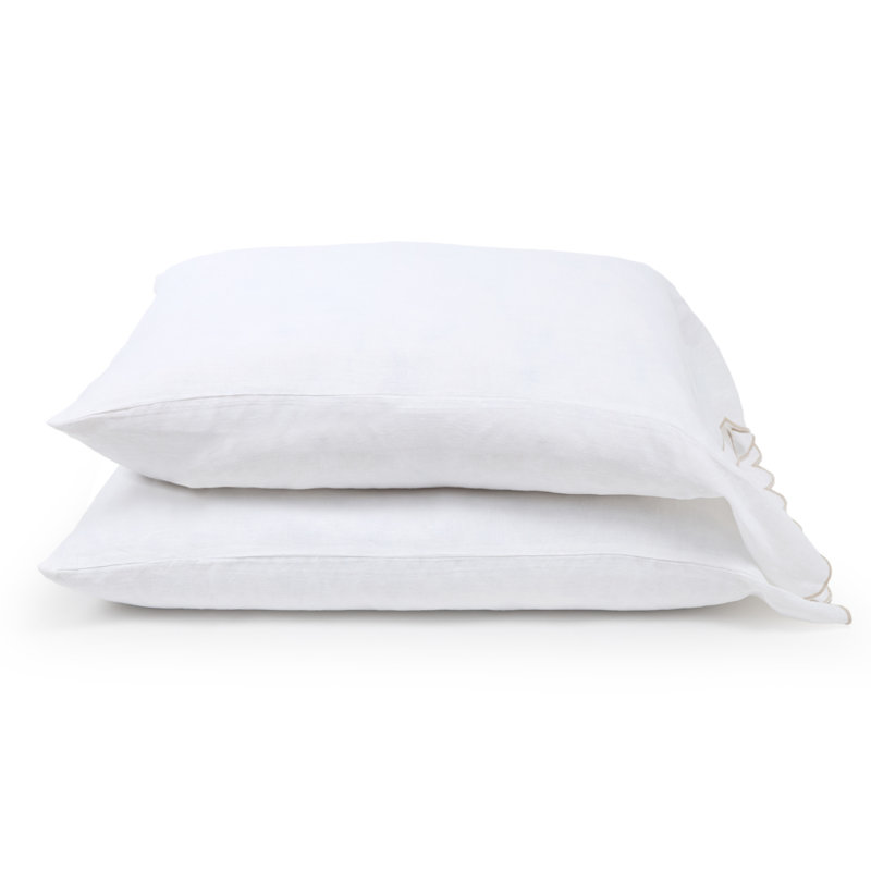 Taie d'oreiller Kelly, Ensemble de taies d'oreiller standards, Blanc / lin