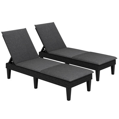 Fauteuil inclinable 2 pièces avec dossier réglable et coussin à 3 positions noir et gris