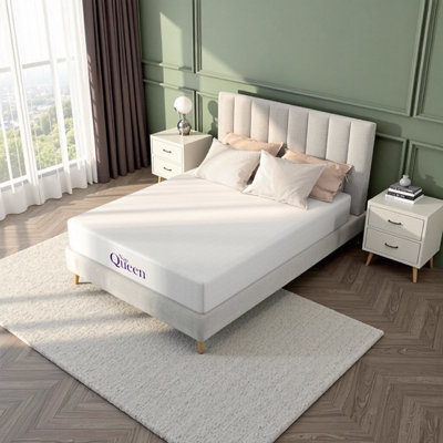 NapQueen 10 Inch Queen Size Memory Foam Mattress with Charcoal Infusion, Medium Firmness, White - Ideal for Stomach Sleepers & Spine Support