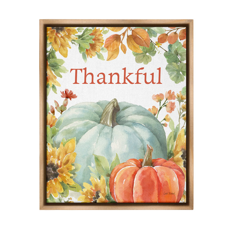 "Thankful With Fall Harvest" par Leslie Trimbach sur toile, Brun, H 31 po x l 25 po