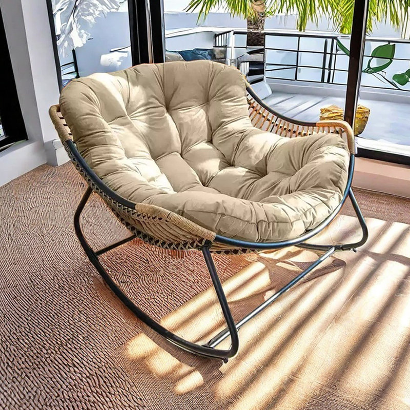 Chaise berçante ergonomique pour balcon avec structure en métal, Kaki