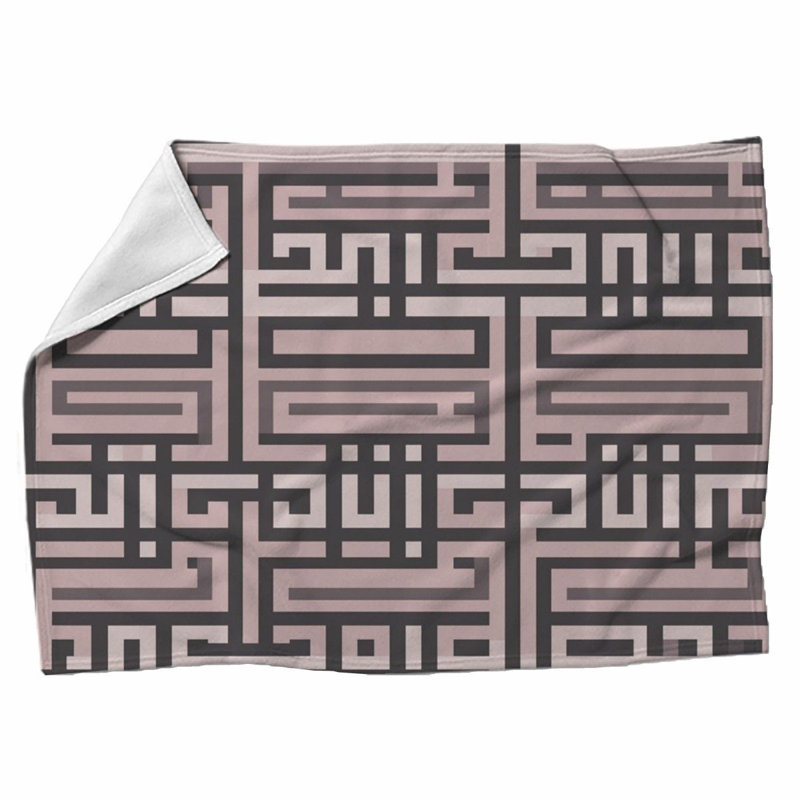 Machine Printed Throw Blanket, Geometric, Twin, Gray/Pink