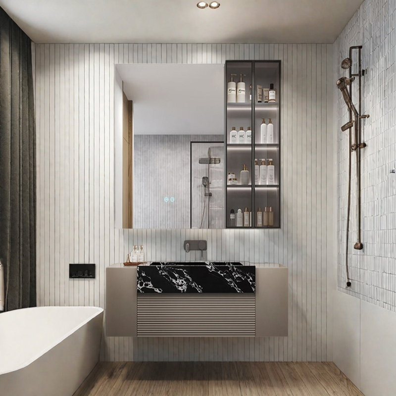 Armoire de salle de bain française moderne à lumière simple de luxe français, H 29,5 po x l 47,2 po x P 29,5 po