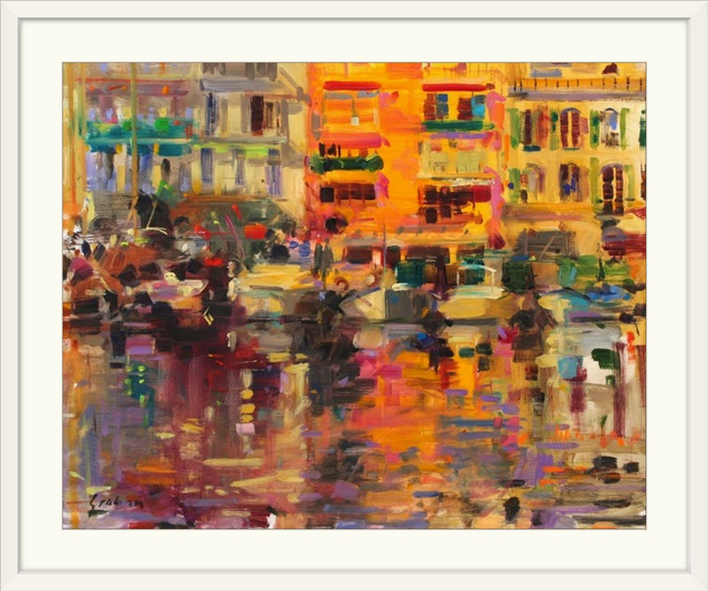 «Anjuman Riviera Summer» par Peter Graham, reproduction d'art, H 32 po x l 38 po x P 1 po, Cadre blanc
