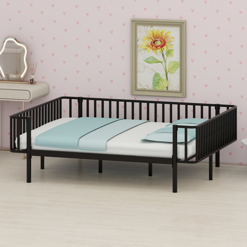 Durable Daybed Frame Featuring Solid Slat Base and Sofa Functionality, Black