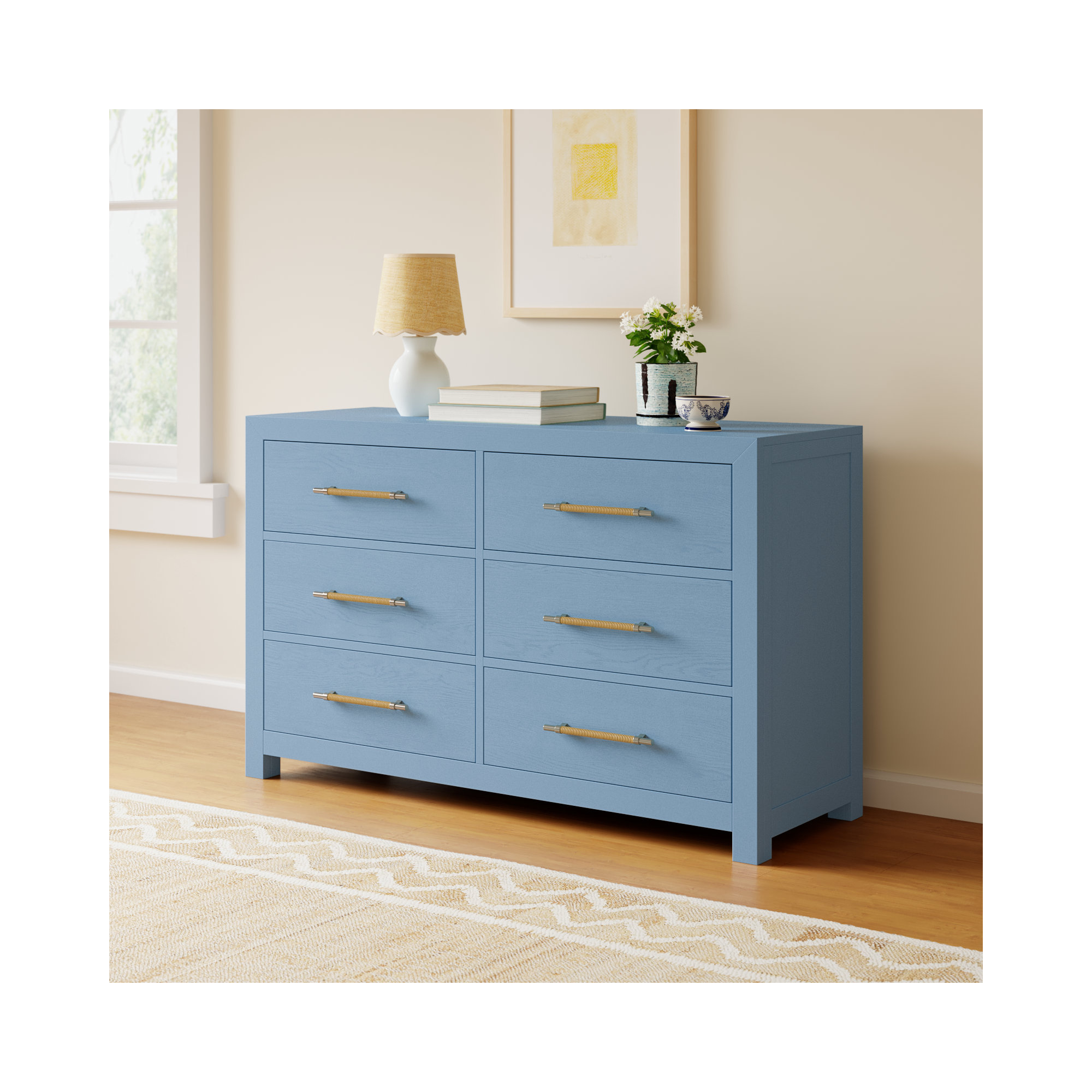 Lana 56" 6-Drawer Dresser, Blue
