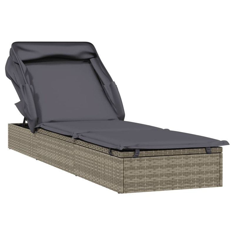 Lit de bronzage en poly rotin 83,9 po x 24,8 po x 38,2 po Latitude Run®, Gris, Gris