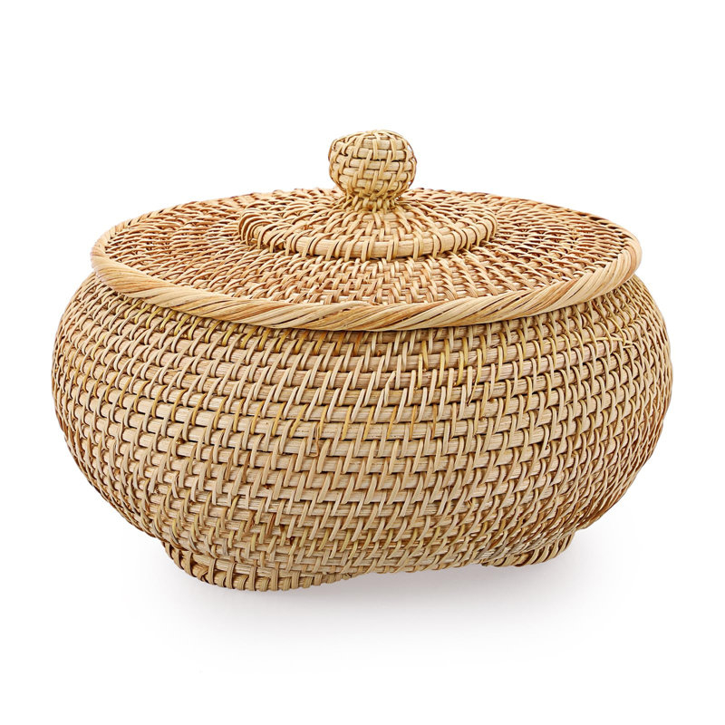Round Rattan Boxes with Lid