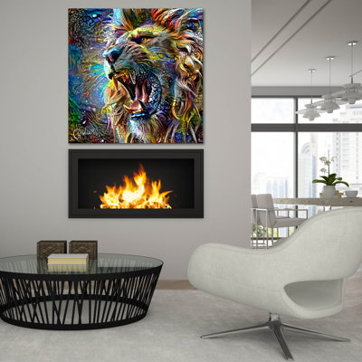  'Lion' by Pedro Gavidia Acrylic Glass Wall Art, 36" x 36"