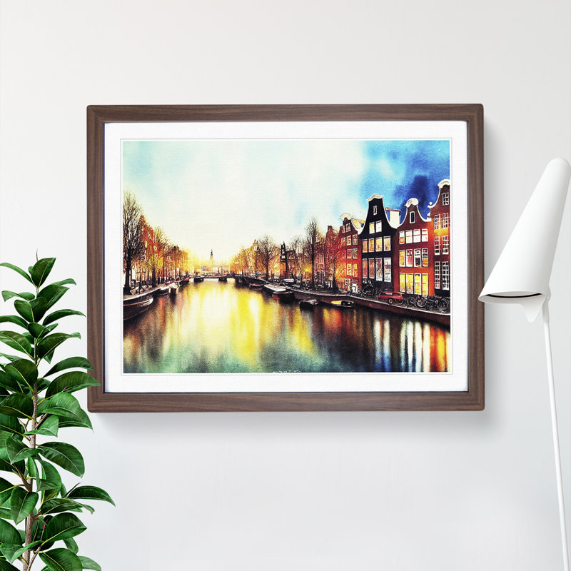 Amsterdam Canal Watercolour - Single Picture Frame Print