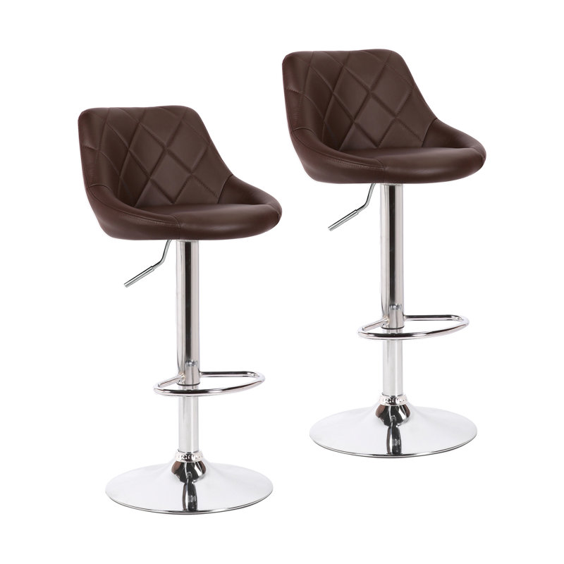 Abubokar Swivel Adjustable Height Bar Stool, Brown