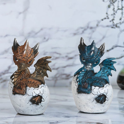2-PC Set 4"H Dragon Cup Figurine