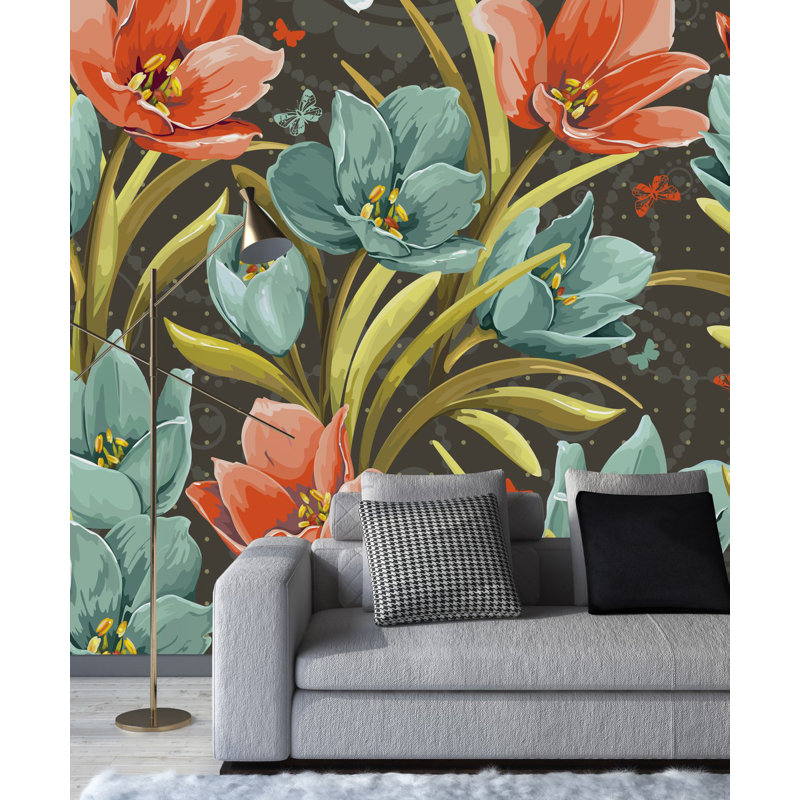 Pre-Pasted Vinyl Floral Wallpaper Roll