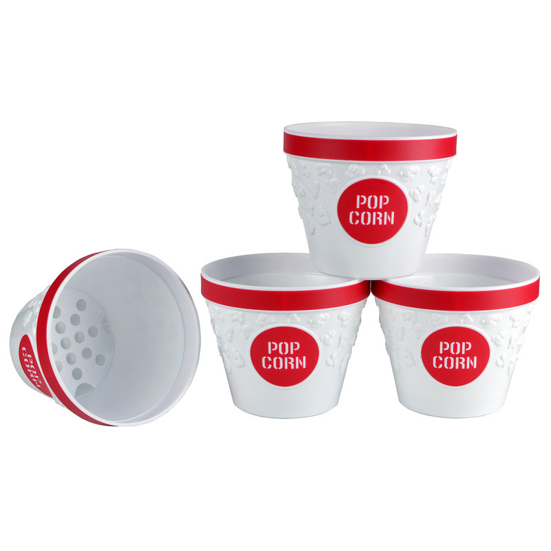 Hutzler Small Red Popcorn Buckets Set of 4, Red