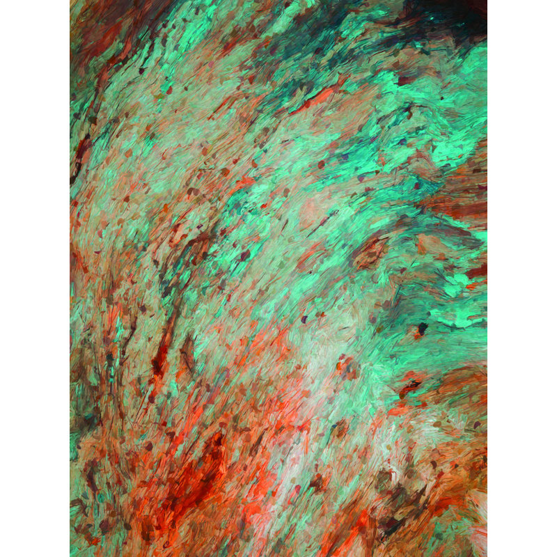 «Green and Orange Abstract», reproduction sur toile tendue, H 32 po x l 24 po