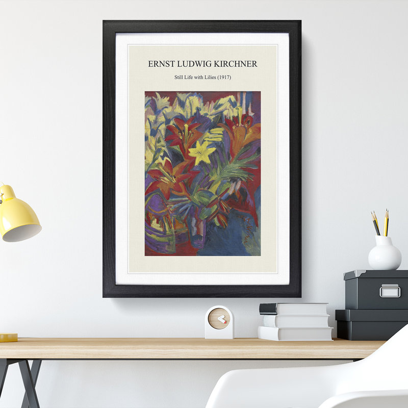 Still Life With Lilies by Ernst Ludwig Kirchner - Single Picture Frame Print, Black Framed, 65cm H x 48cm W x 2cm D