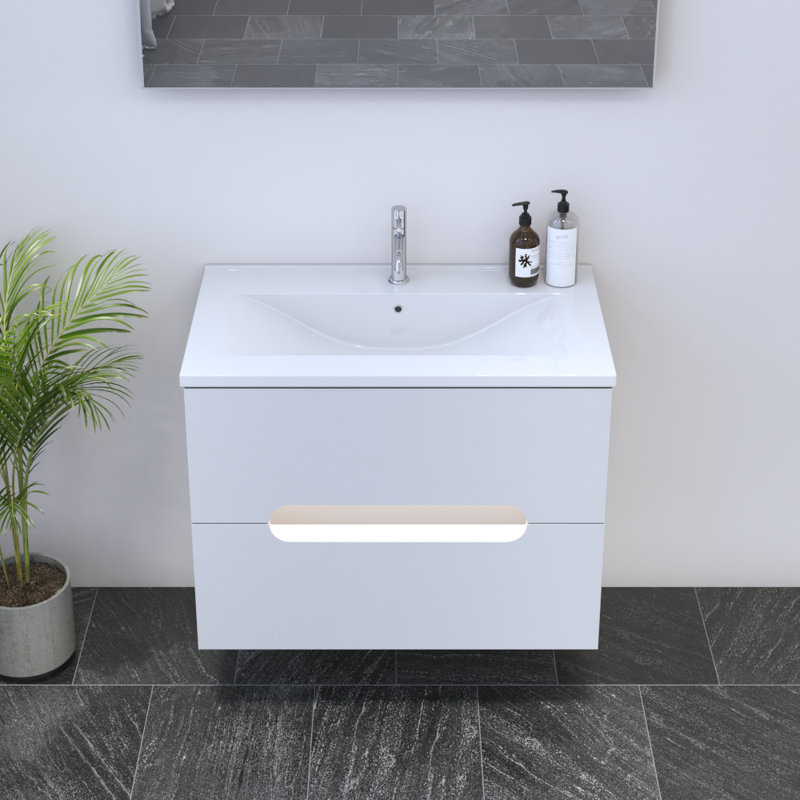 Meuble-lavabo simple 31,5 po avec plateau en bois manufacturé Kashden