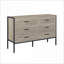 Commodes | Commode de rangement robuste à 6 tiroirs, style rustique, bois d'ingénierie et amp; Structure en acier, 48 pouces, gris ardoise | Panneau de particules | Chambre à coucher