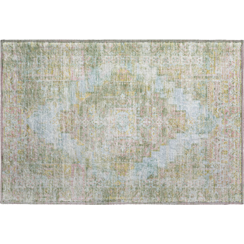 Premium Machine Washable Mayfield AMF2140 global Rug, 1'8" x 2'6", Green