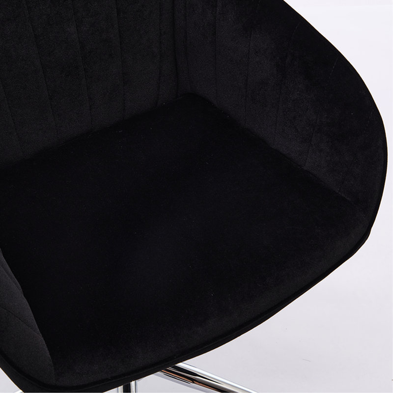 Chaise de bureau ergonomique de fabrication argentée, assise en velours doux, colonne vertébrale de soutien, base pivotante noire en métal à assise longue, coussin en mousse à mémoire de forme, support